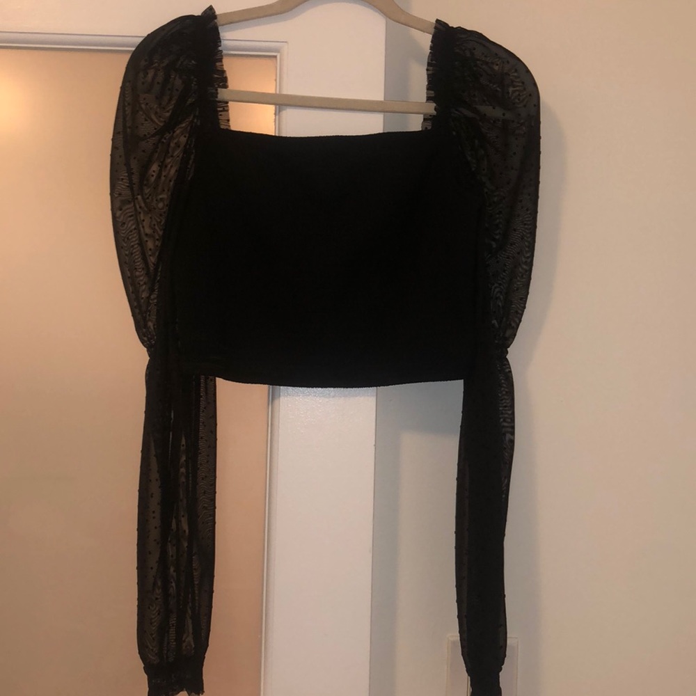 Black Polka Dot Sheer Top